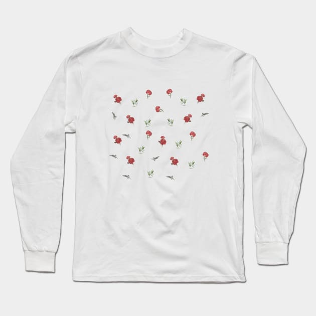 red floral pattern Long Sleeve T-Shirt by Nohasotre